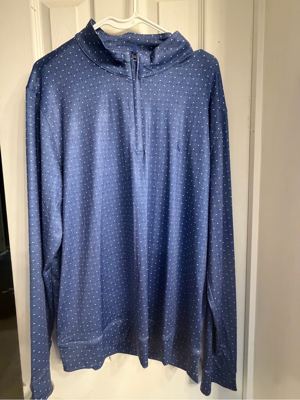 Tailorbyrd Navy Quarter-Zip Pullover with Dot Print